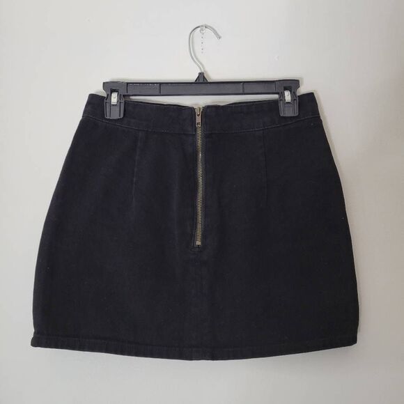 Lioness Black Denim Mini Skirt Size Small Front Slit Y2K Grunge - Picture 3 of 7
